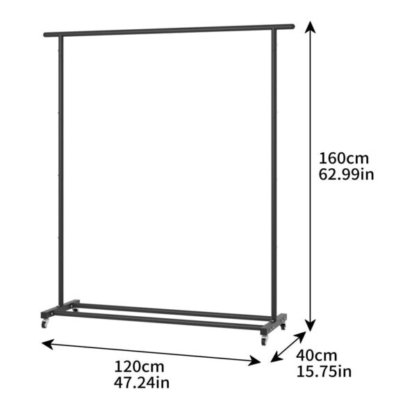 Buzowruil Clothing Rack Clothes Rack Standard Rod Simple Rolling Metal Garment R - Picture 2 of 6